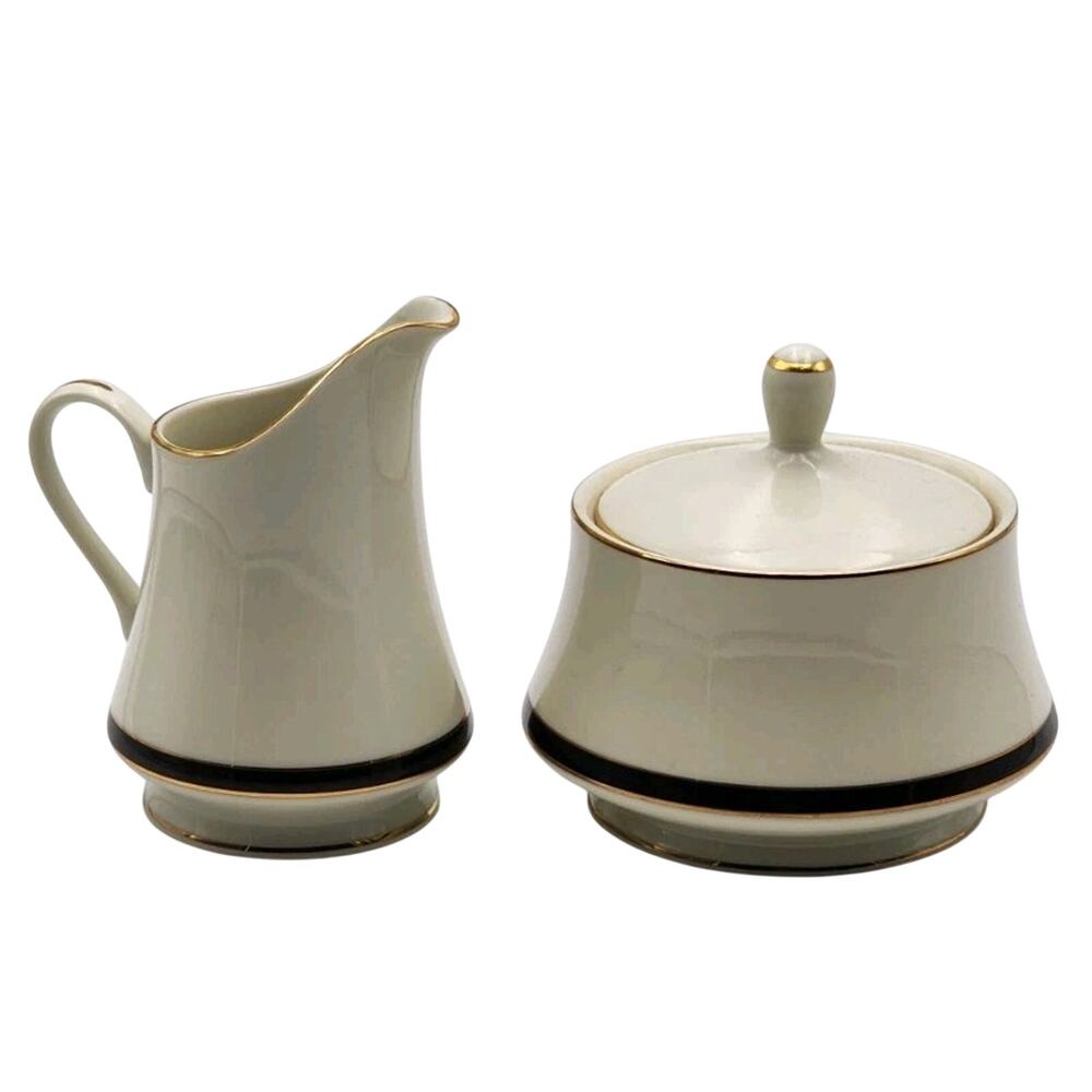 Mikasa Sugar and Creamer Set Trafalgar Ivory China M2004 Vintage Japan 2004